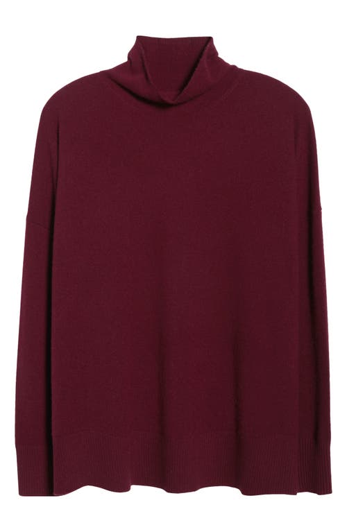 Nordstrom Oversize Cashmere Turtleneck Sweater In Burgundy