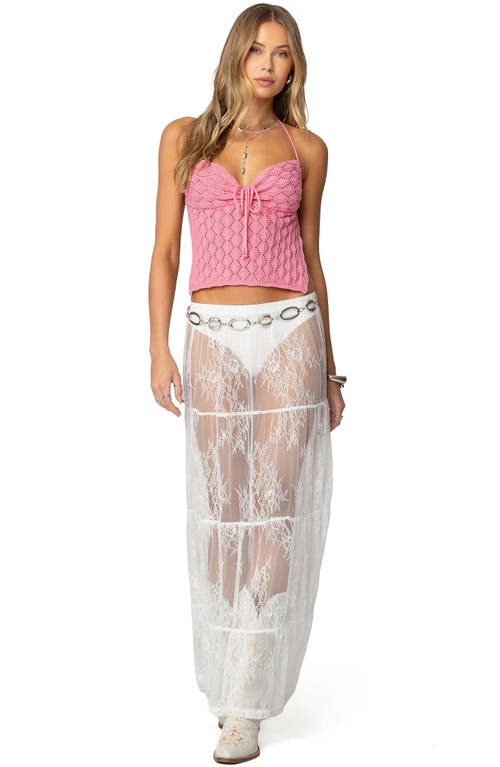 Edikted Milli Backless Crochet Halter Top In Pink