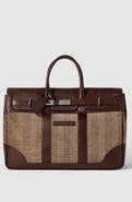 Brunello Cucinelli Burnished calfskin and chevron-effect techno fabric country bag