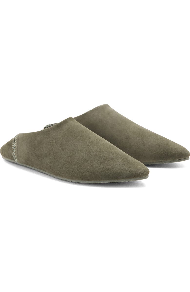 MANGO Leather Collapsible Heel Shoe, Main, color, Khaki Green