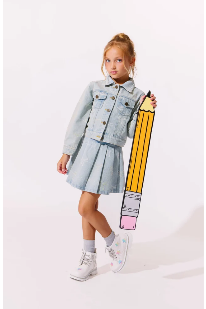 Sparkle Bows Denim Skirt, Alternate, color, Blue