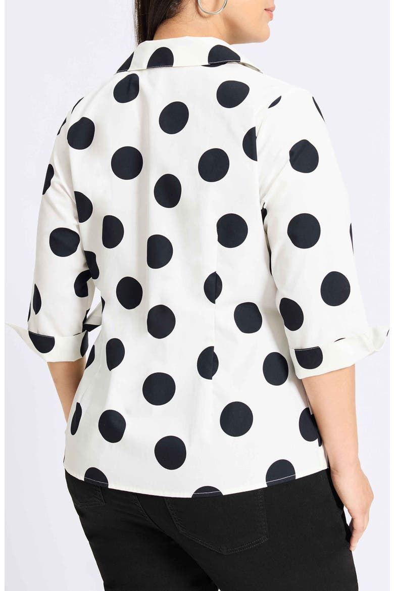 Salina Dot Print Cotton Poplin Wrap Shirt, Alternate, color, WHITE/BLACK