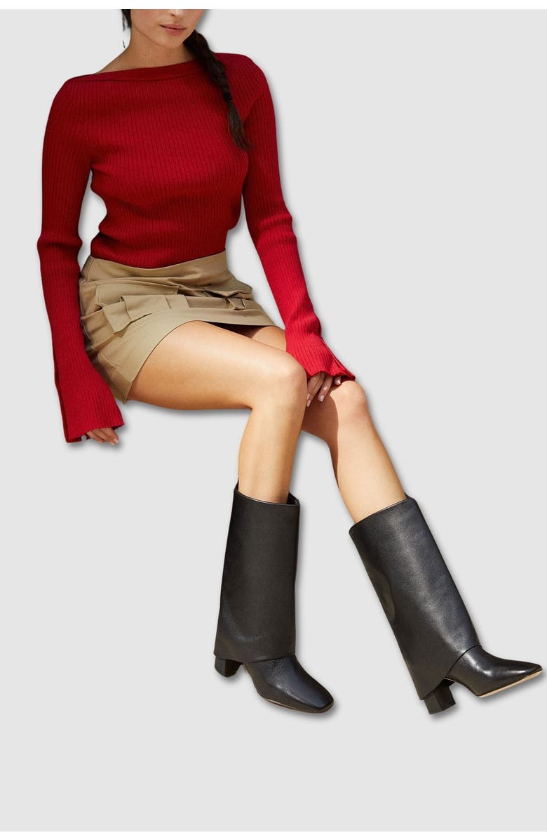 MI/MAI Noumea Mid Calf Turn Up Boot, Alternate, color, Black