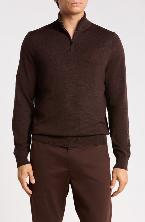 Washable Merino Wool Quarter Zip Sweater