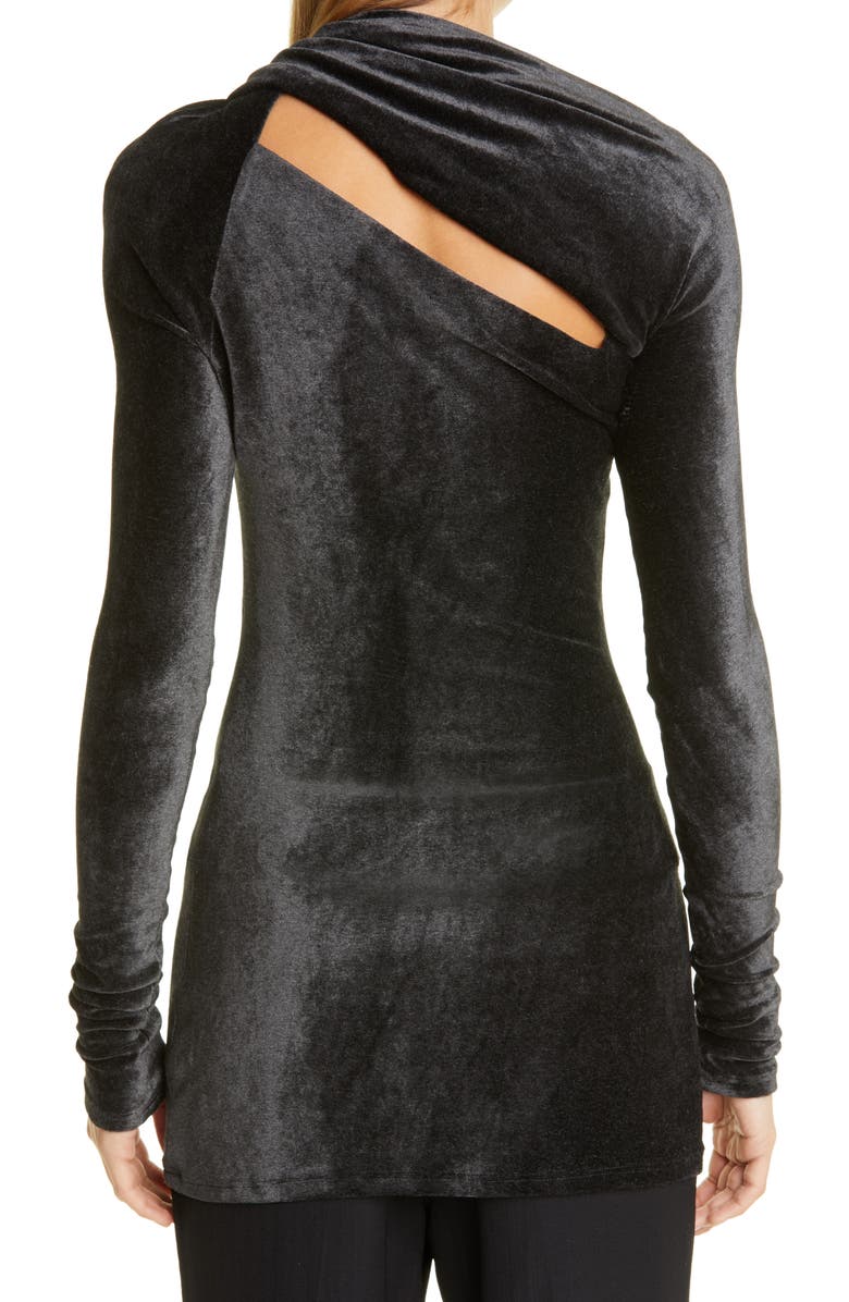 Proenza Schouler Cutout Stretch Velvet Top, Alternate, color, 