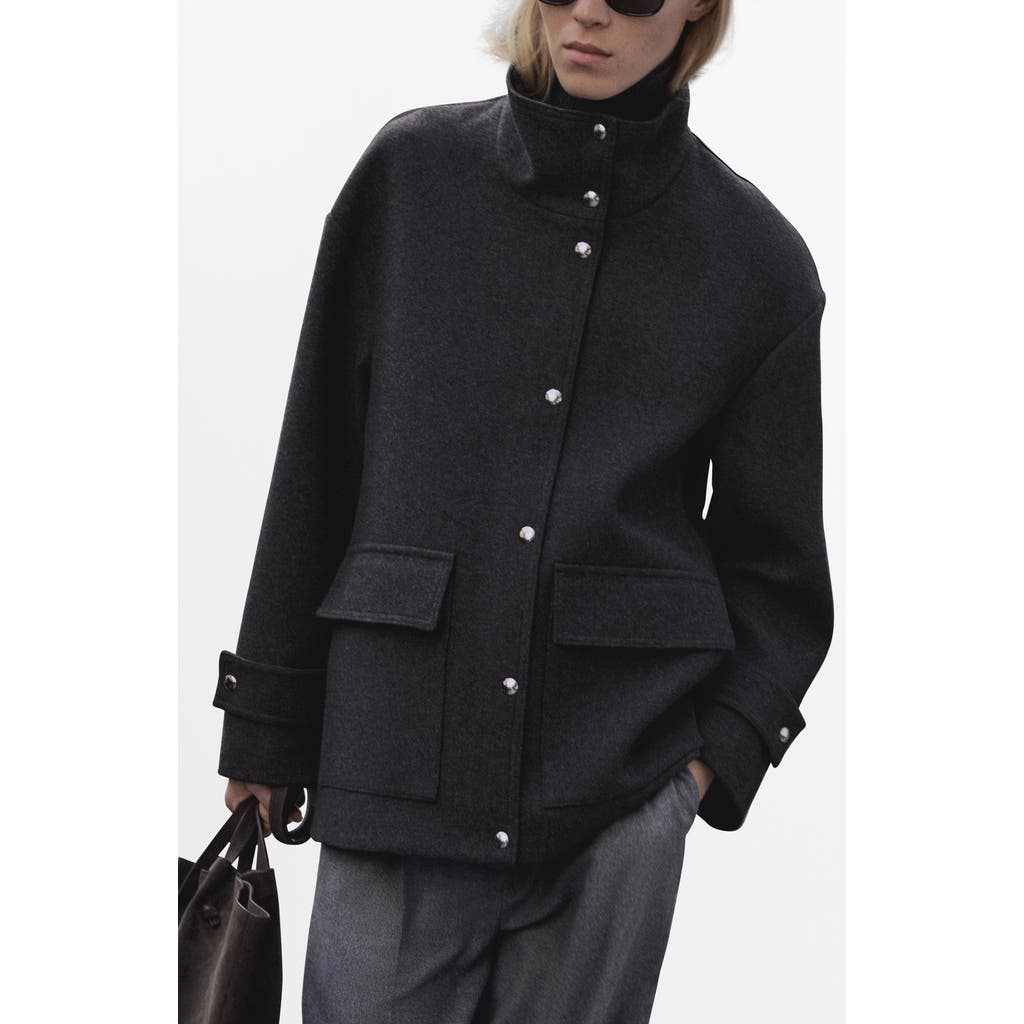 MANGO MANGO STAND COLLAR WOOL BLEND COAT