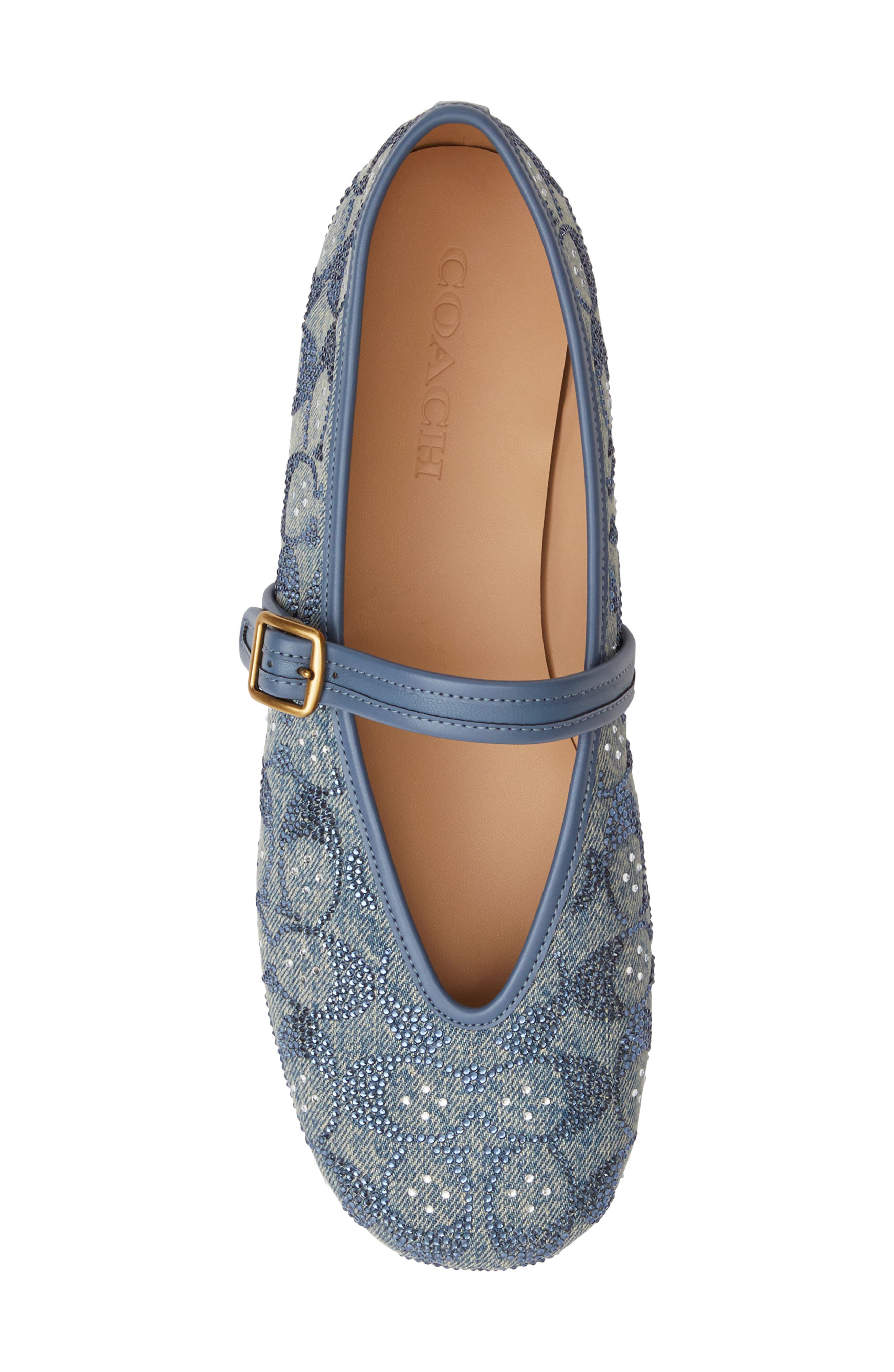 Crystal Monogram Denim Flat, Alternate, color, DENIM.