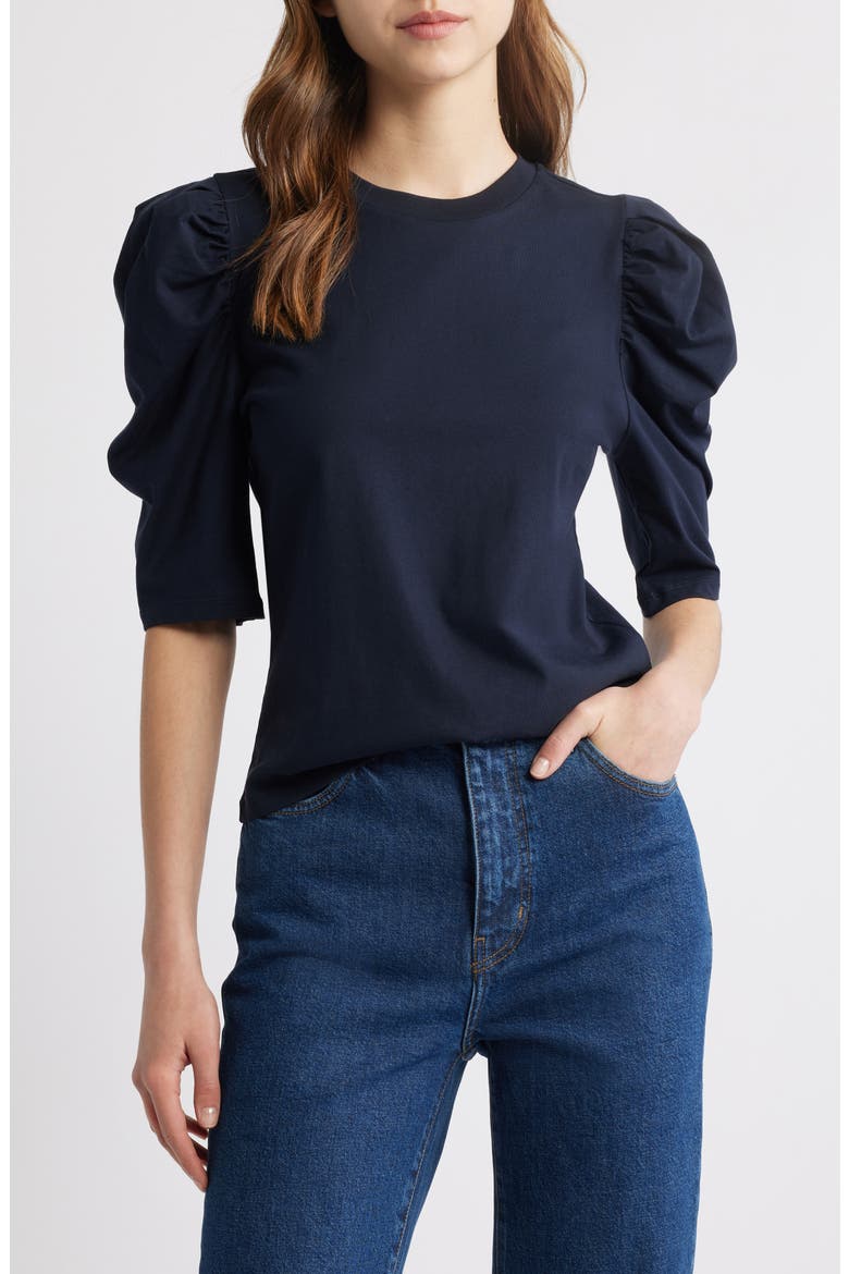 The Drape Puff Sleeve Organic Cotton Top (Women) | Nordstrom