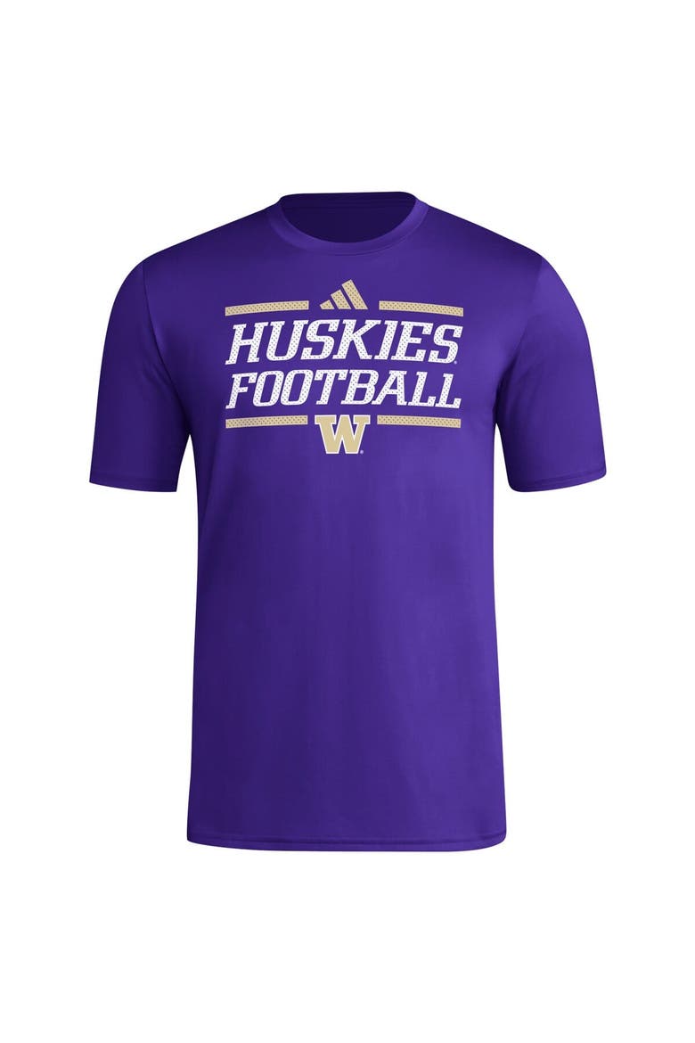 Men's adidas Purple Washington Huskies Locker Football Pre-Game AEROREADY T-Shirt, Alternate, color, Purple