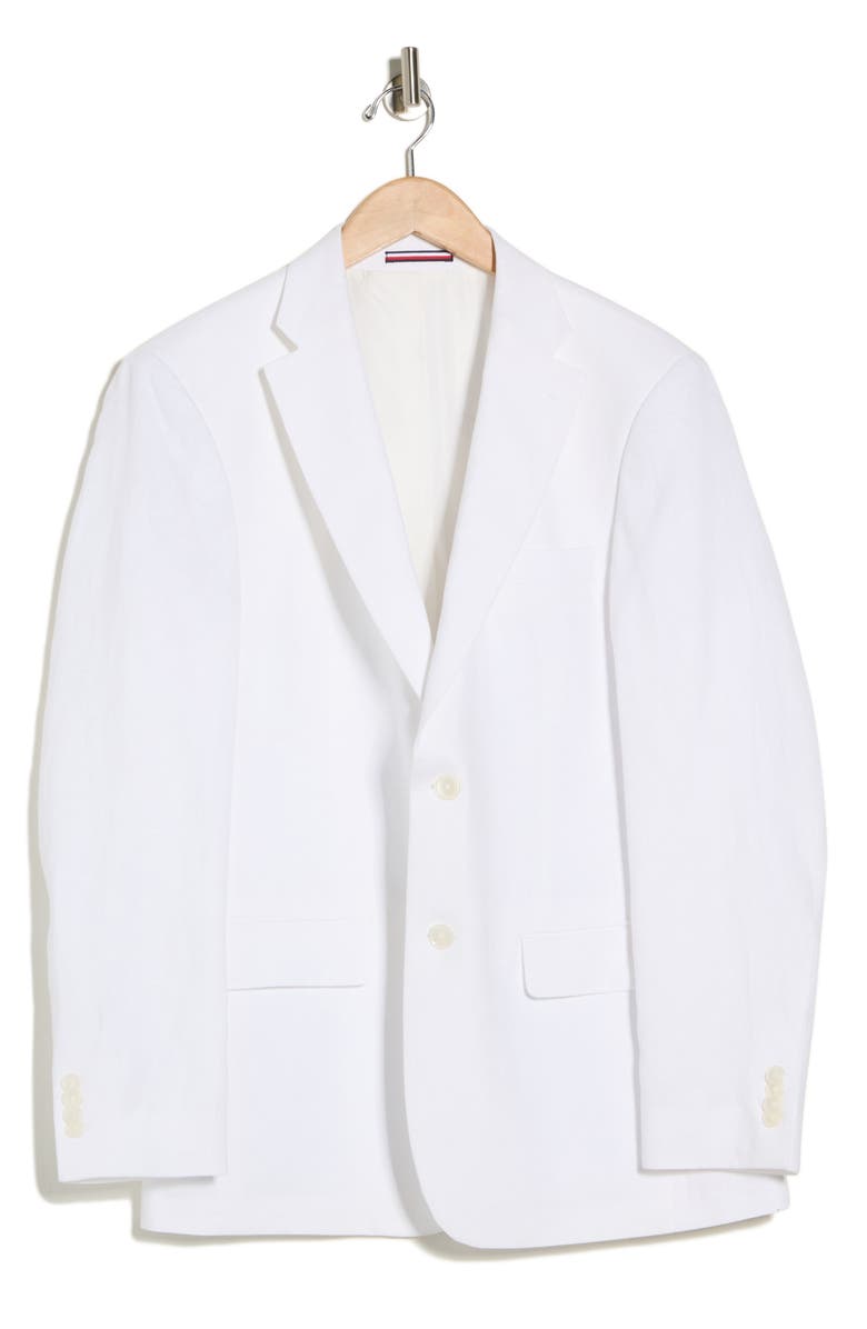 Tommy Hilfiger Two Button Notch Lapel Woven Linen Sport Coat, Alternate, color, White Solid