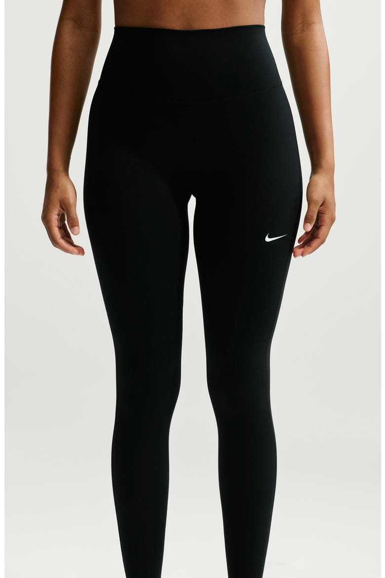 One Dri-FIT High Waist Stirrup Leggings, Alternate, color, BLACK/ WHITE