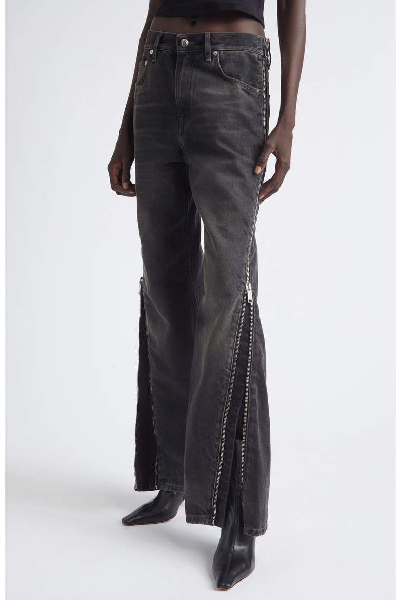 Bonnie Zip Distressed Straight Leg Jeans, Alternate, color, VINTAGE BLACK
