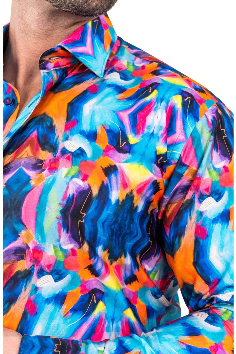 Fibonacci Discomakeup Multi Contemporary Fit Button-Up Shirt, Alternate, color, BLUE