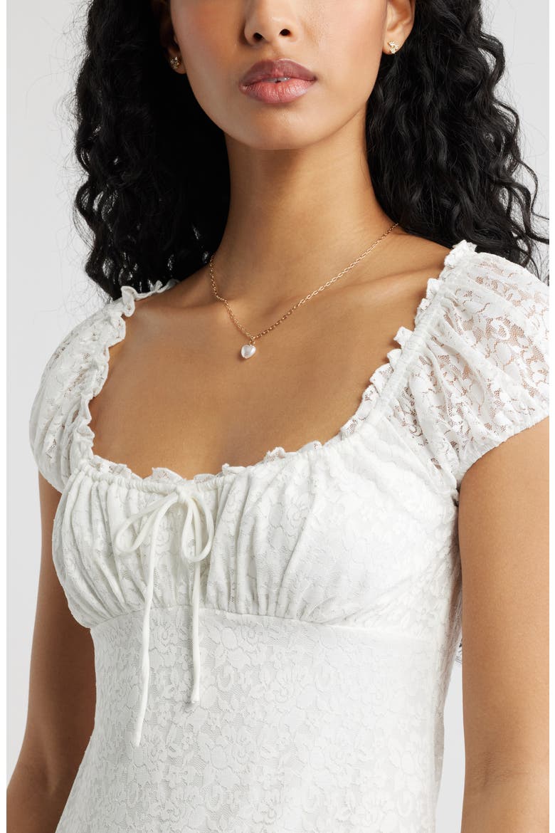 Floral Lace Minidress, Alternate, color, WHITE