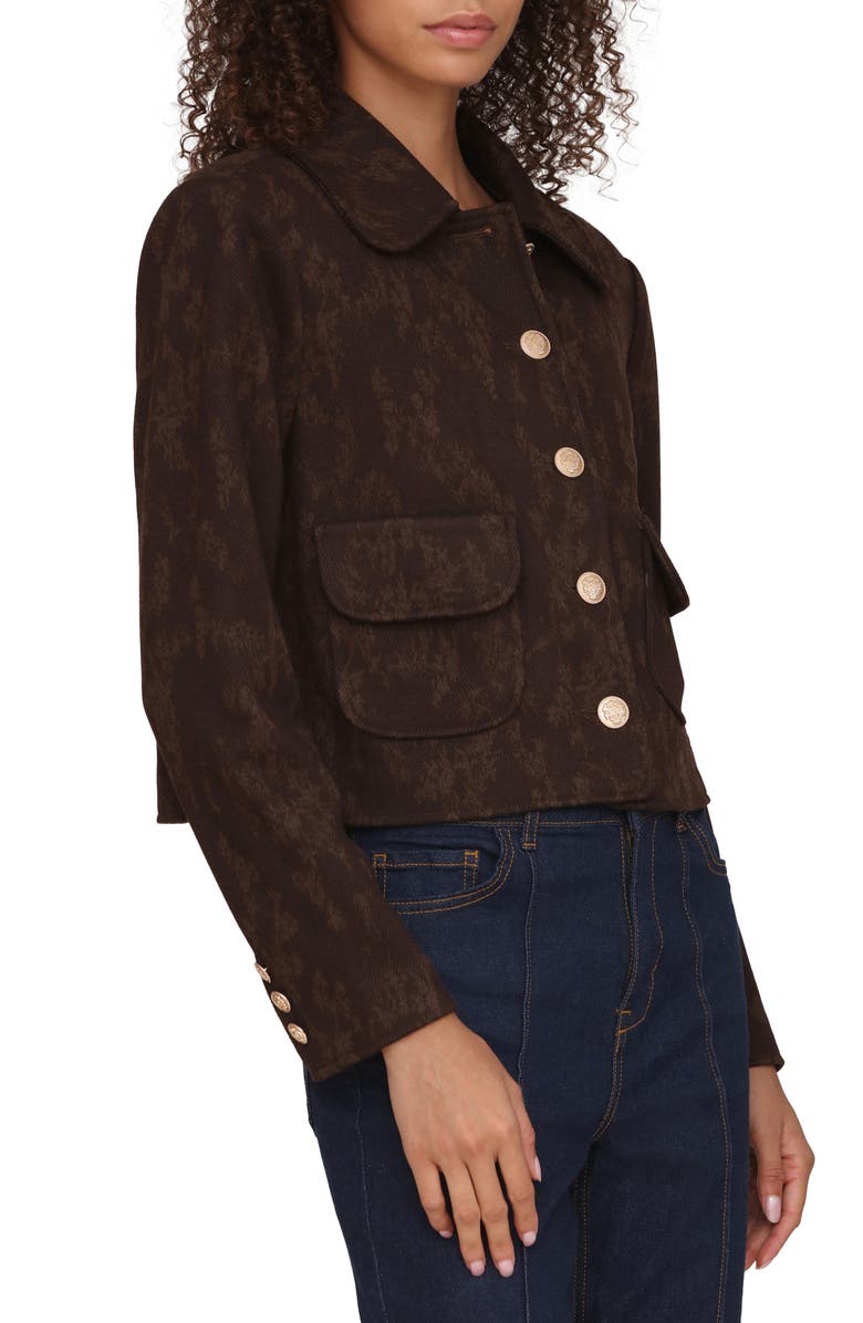 Bagatelle Floral Jacquard Crop Jacket, Alternate, color, Bitter Floral