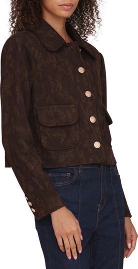 Floral Jacquard Crop Jacket