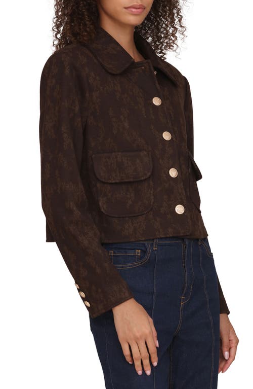 Bagatelle Floral Jacquard Crop Jacket In Brown