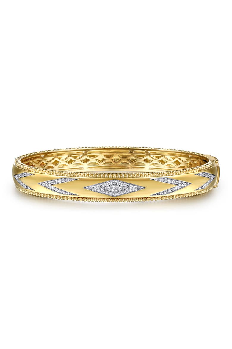 Bujukan Diamond Chevron Pattern Bangle, Main, color, GOLD