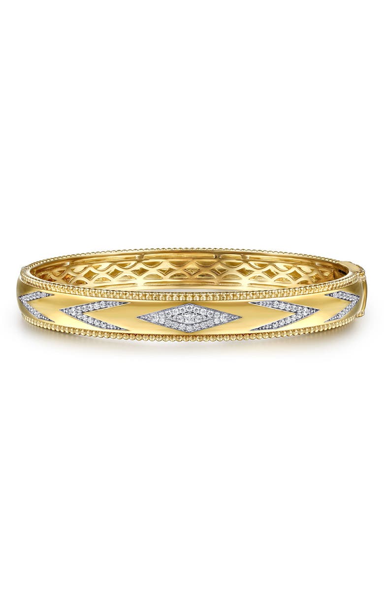Gabriel & Co. Bujukan Diamond Chevron Pattern Bangle, Main, color, Gold
