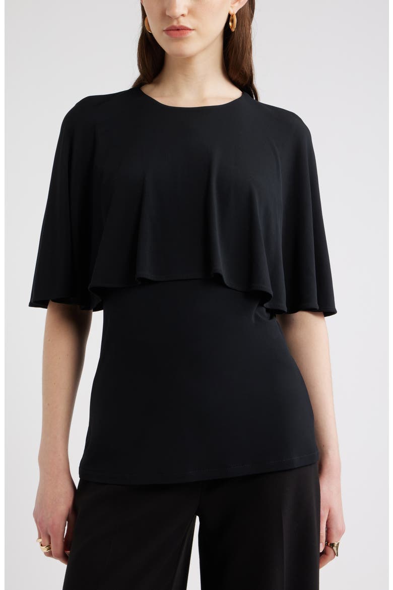 Knit Capelet Top, Main, color, BLACK