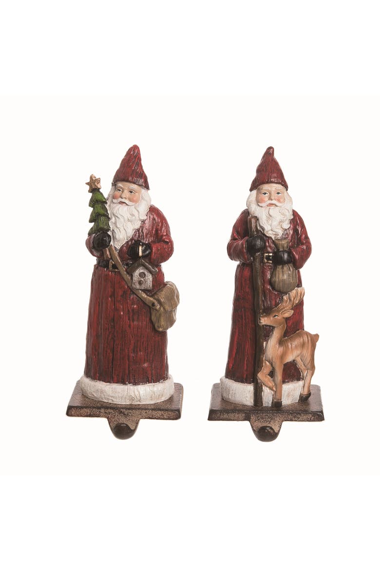 Resin Carved Santa Stocking Holder Set of Christmas Decor, Main, color, Multicolored