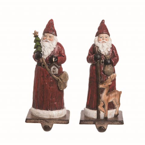 Resin Carved Santa Stocking Holder Set of Christmas Decor