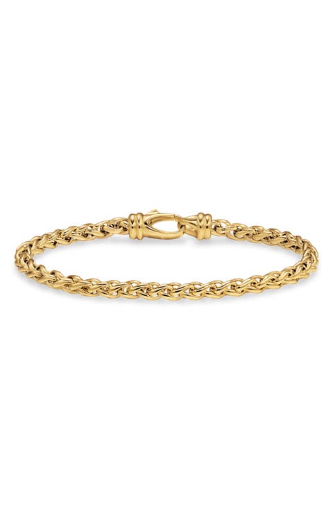 Wheat Chain Bracelet in 18K Yellow Gold, 4mm