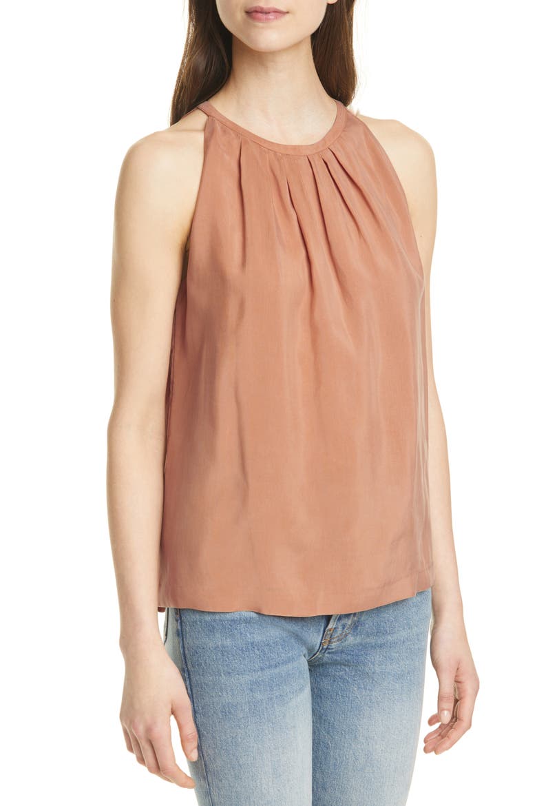 Pleat Neck Swing Top, Alternate, color, SANDSTONE