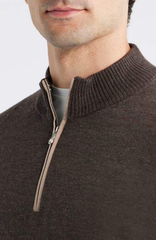 Johnnie-o Raynor Merino Wool Quarter Zip Sweater In Brown