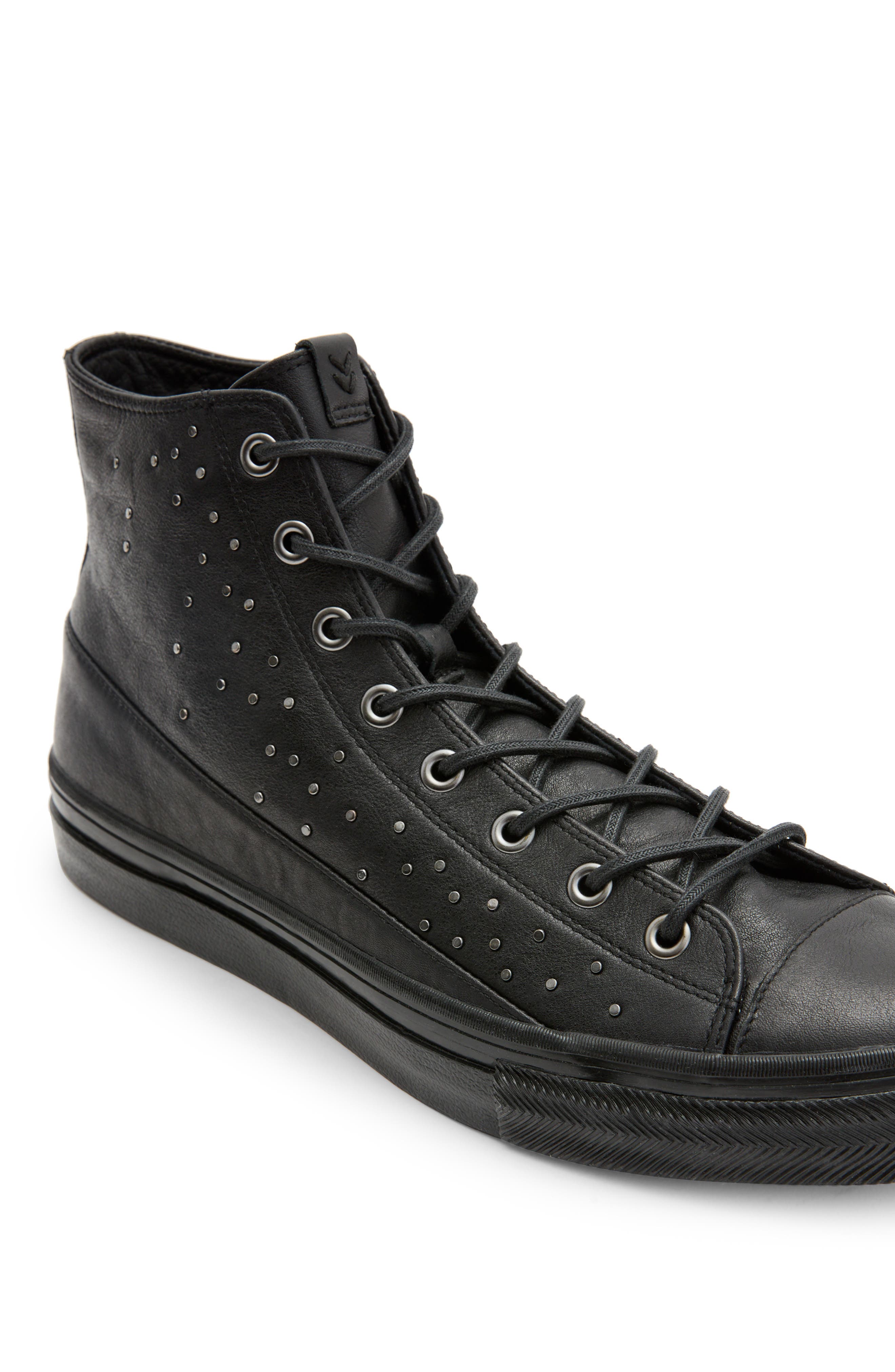 John Varvatos 315 Vulcanized Studded High Top Sneaker, Alternate, color, Black
