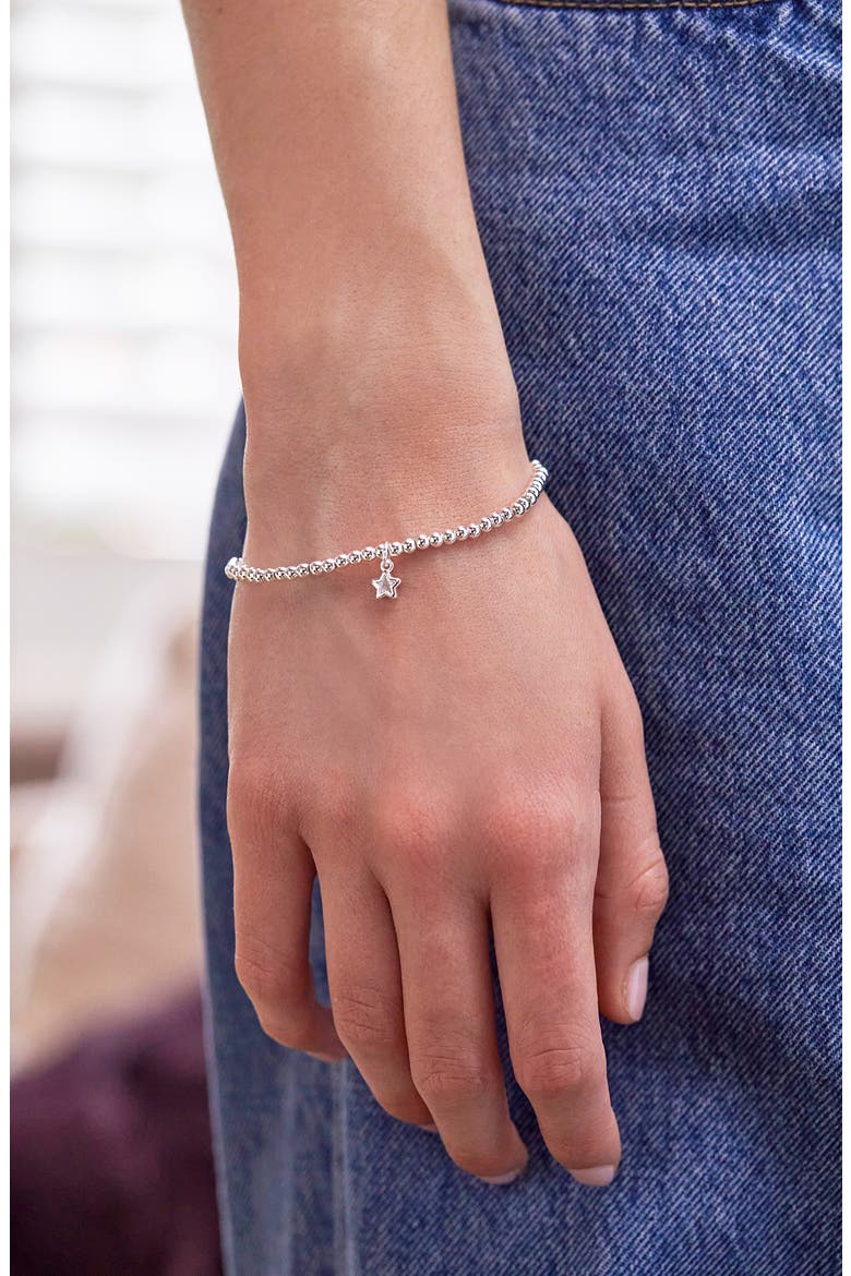 Sienna Cubic Zirconia Star Beaded Stretch Bracelet, Alternate, color, SILVER
