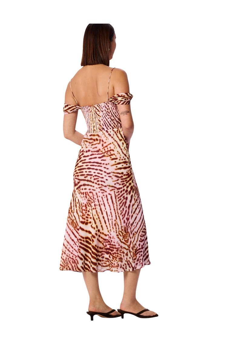 Orchid Print Scarf Midi Dress, Alternate, color, Pink/Multi