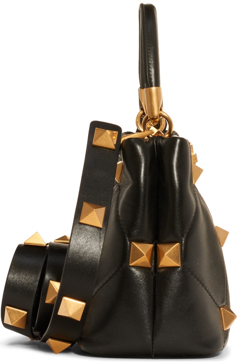 Valentino Garavani Small Roman Stud Matelassé Leather Top Handle Bag, Alternate, color,
