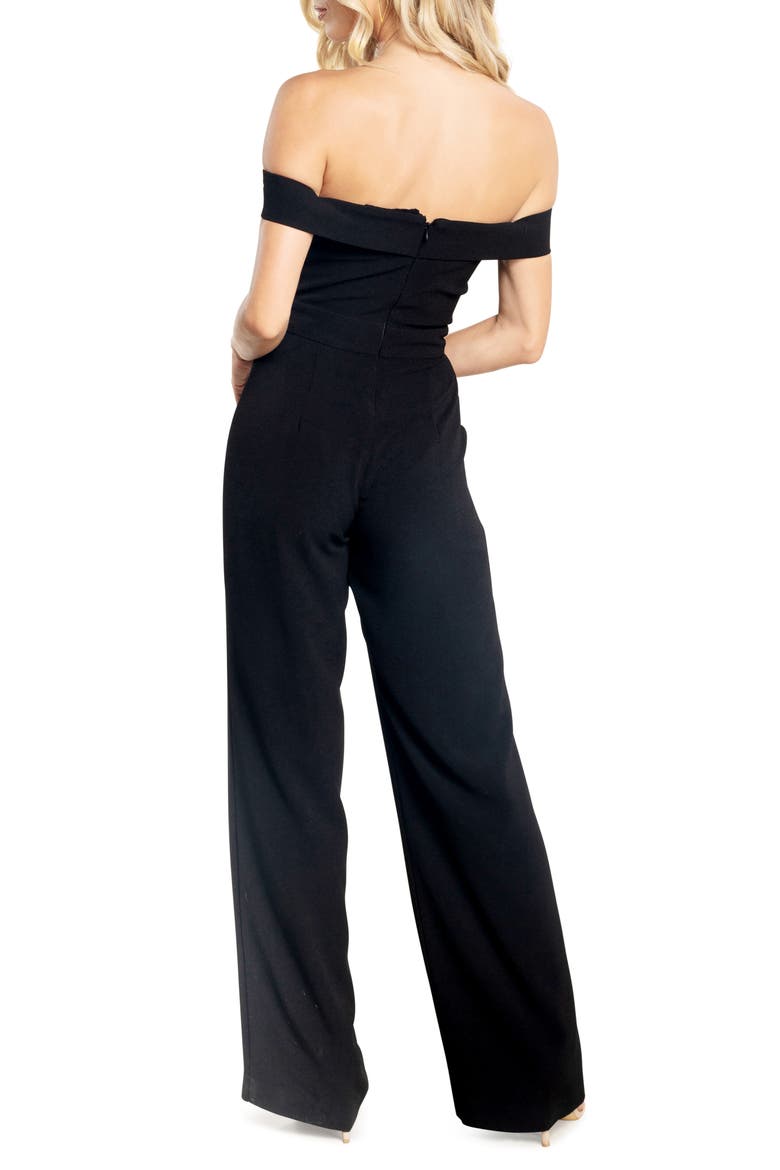 Julian Off the Shoulder Jumpsuit, Alternate, color, BLACK