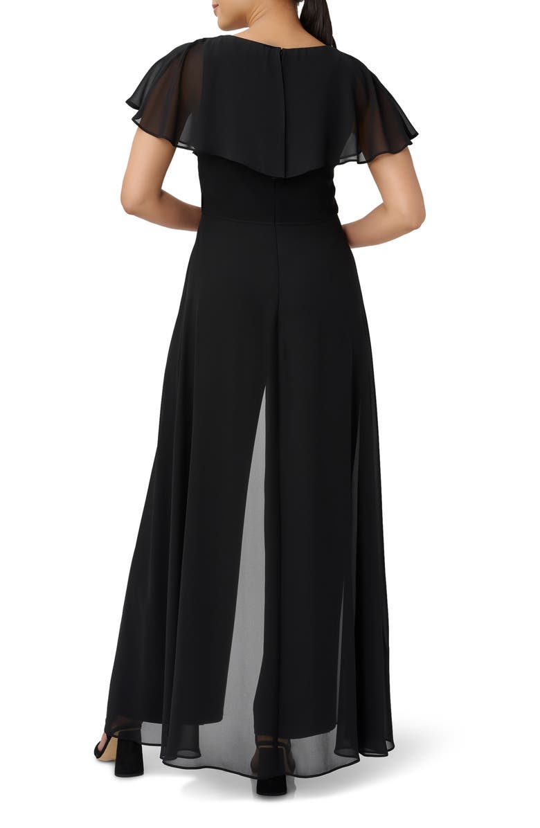 Adrianna Papell Ruffle Chiffon & Jersey Jumpsuit, Alternate, color,