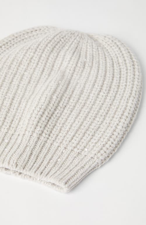 Brunello Cucinelli Cashmere And Silk Beanie In Pearl Grey