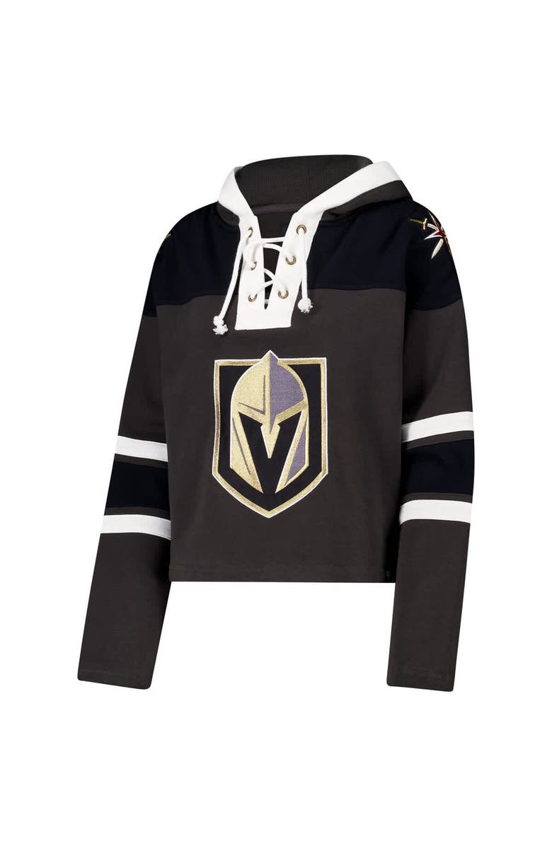 '47 Women's '47 Charcoal Vegas Golden Knights Cropped Superior Lacer Pullover Hoodie, Alternate, color, Charcoal