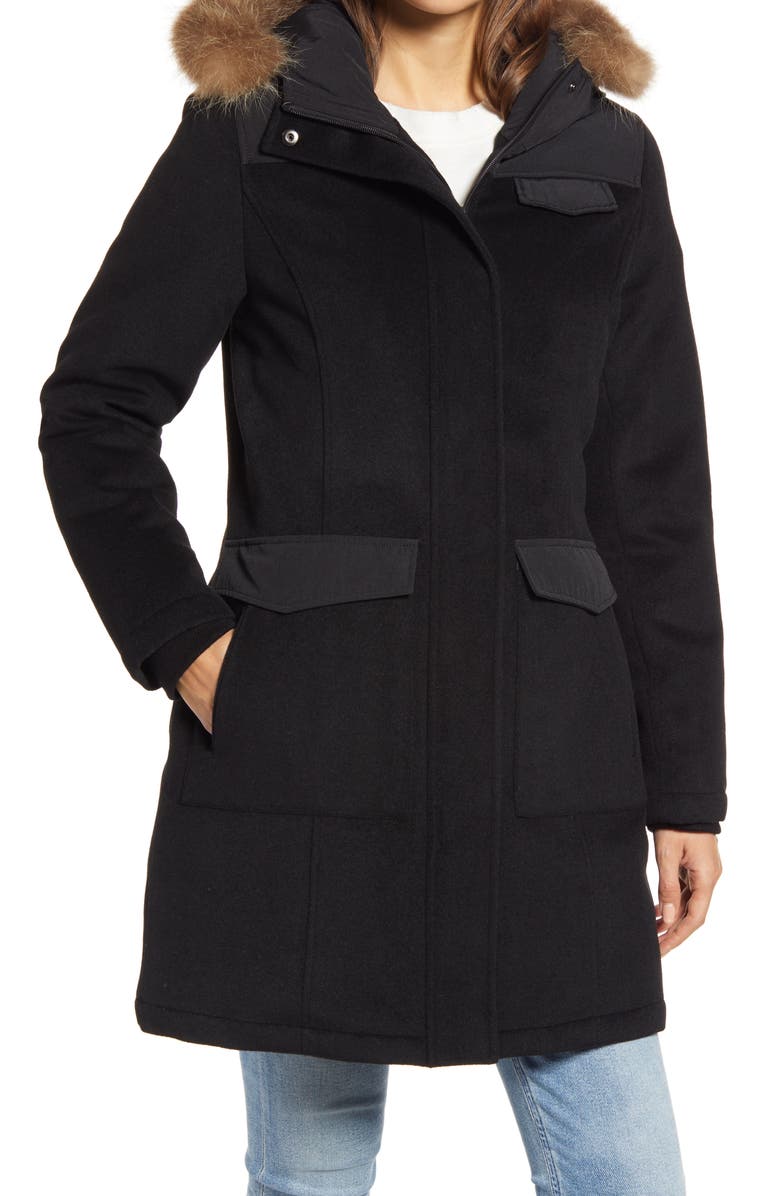 Pendleton Taos Wool Blend Down Filled Genuine Raccoon Fur Trim Parka, Main, color,