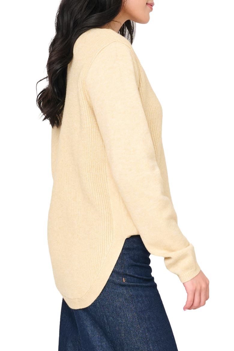 V-Neck Long Sleeve Rib Sweater, Alternate, color, LONDON FOG