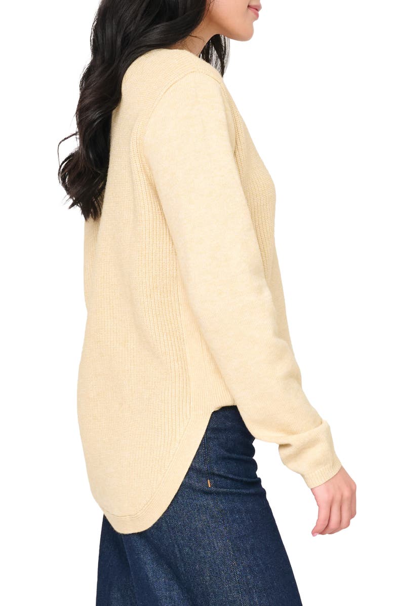 GIBSONLOOK V-Neck Long Sleeve Rib Sweater, Alternate, color, London Fog