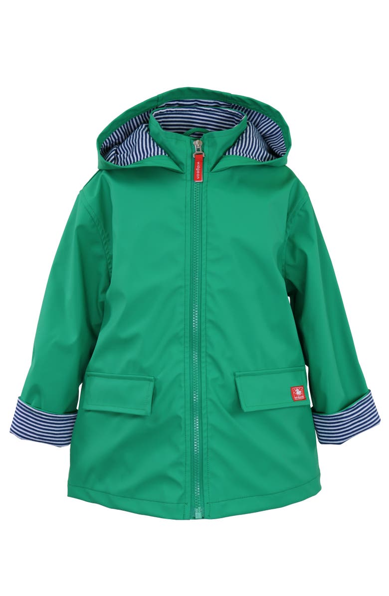 Widgeon Hooded Zip Front Raincoat, Main, color, Golf Green