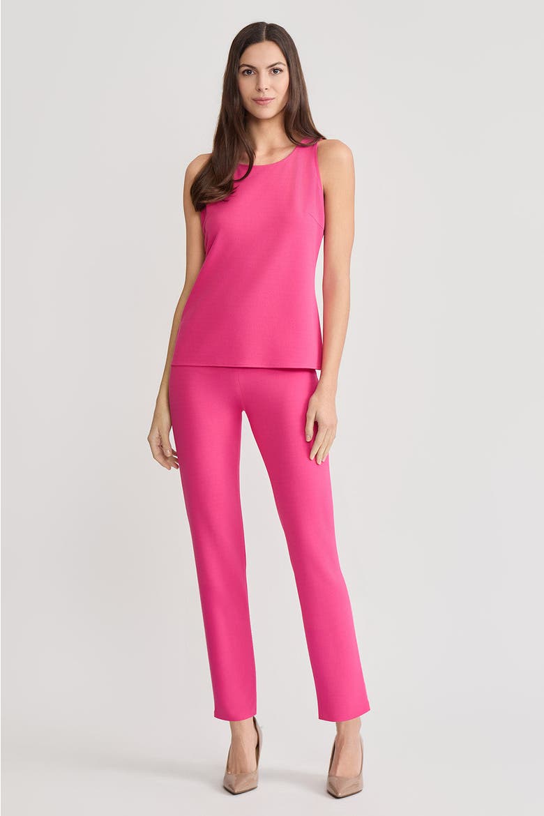Stretch Deco Crepe Scoop Neck Tank, Alternate, color, Carmine Rose