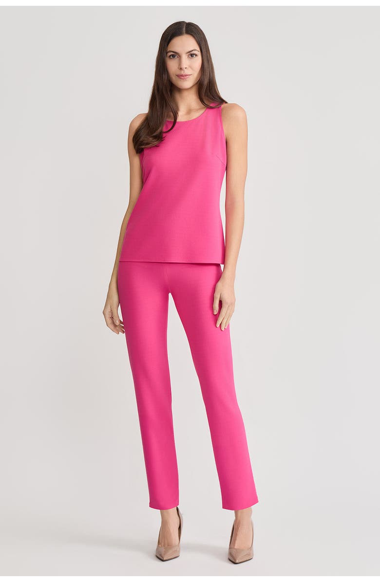 Ming Wang Stretch Deco Crepe Scoop Neck Tank, Alternate, color, Carmine Rose