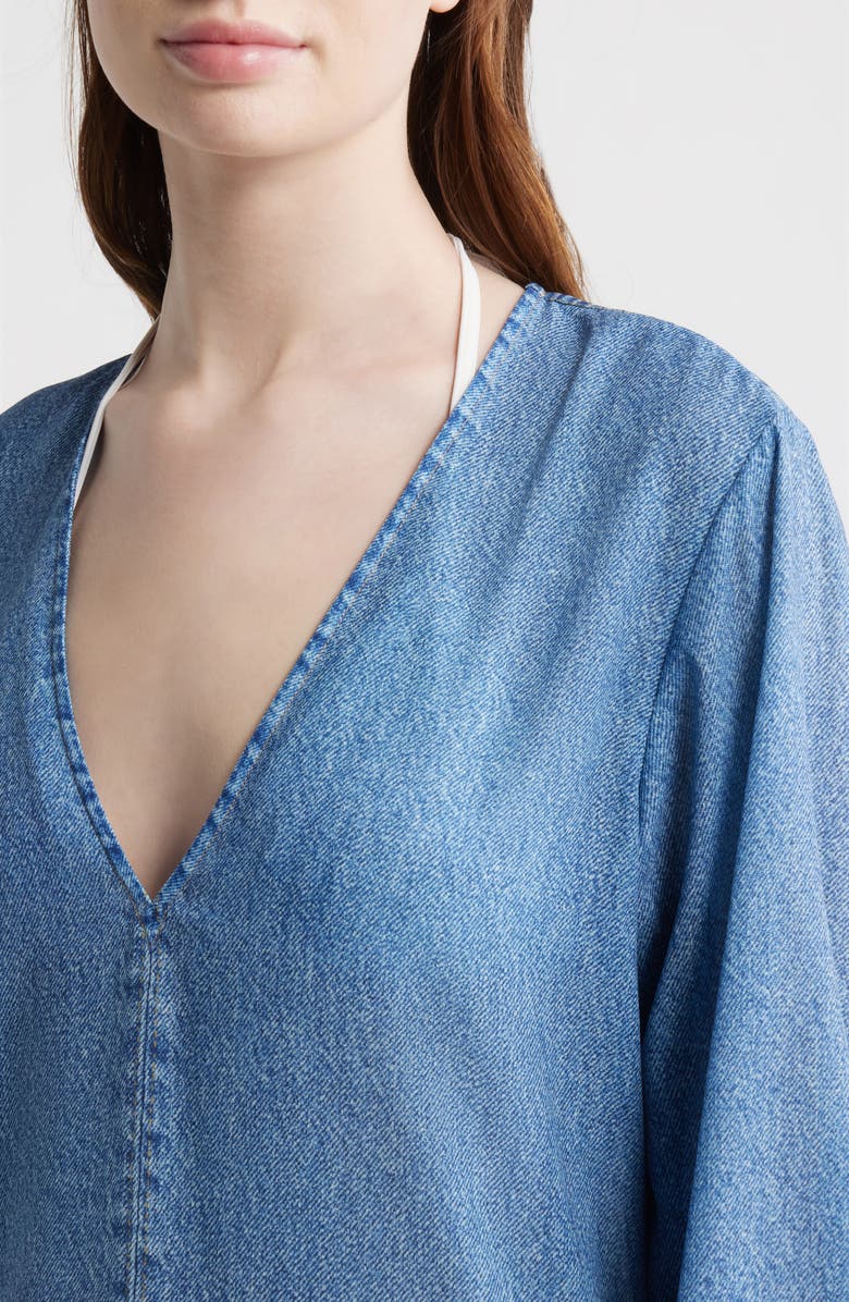 rag & bone rb Miramar Crinkle Long Sleeve Cover-Up Dress, Alternate, color, 