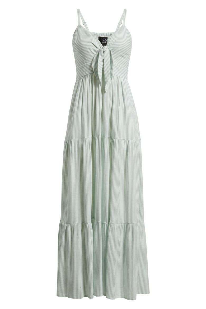 Stripe Tie Front Maxi Dress, Alternate, color, CANOPY GREEN