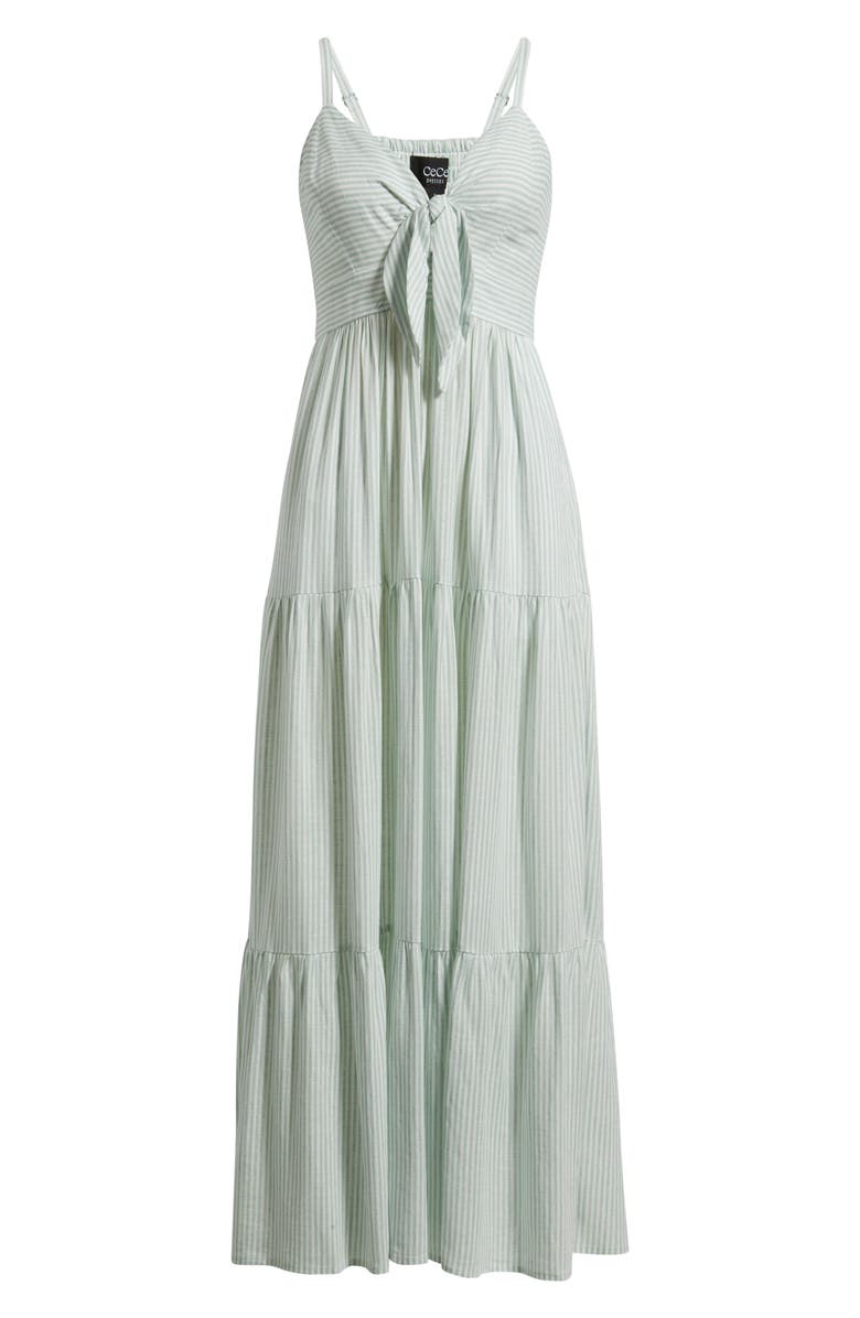 CeCe Stripe Tie Front Maxi Dress, Main, color, Canopy Green