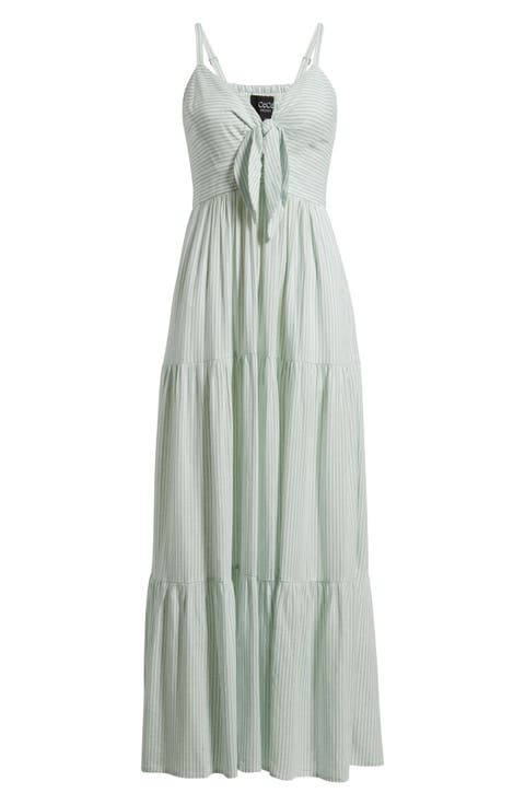 Stripe Tie Front Maxi Dress