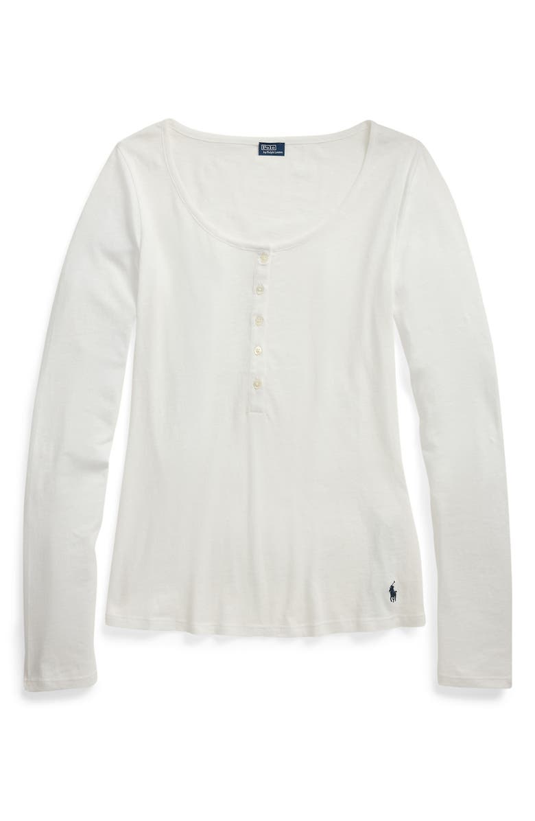 Polo Ralph Lauren Long & Lean Cotton Jersey Lounge Henley, Alternate, color, White Cloud