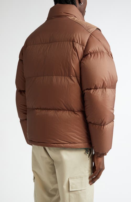 Moncler Verone Convertible Down Puffer Jacket In Brown