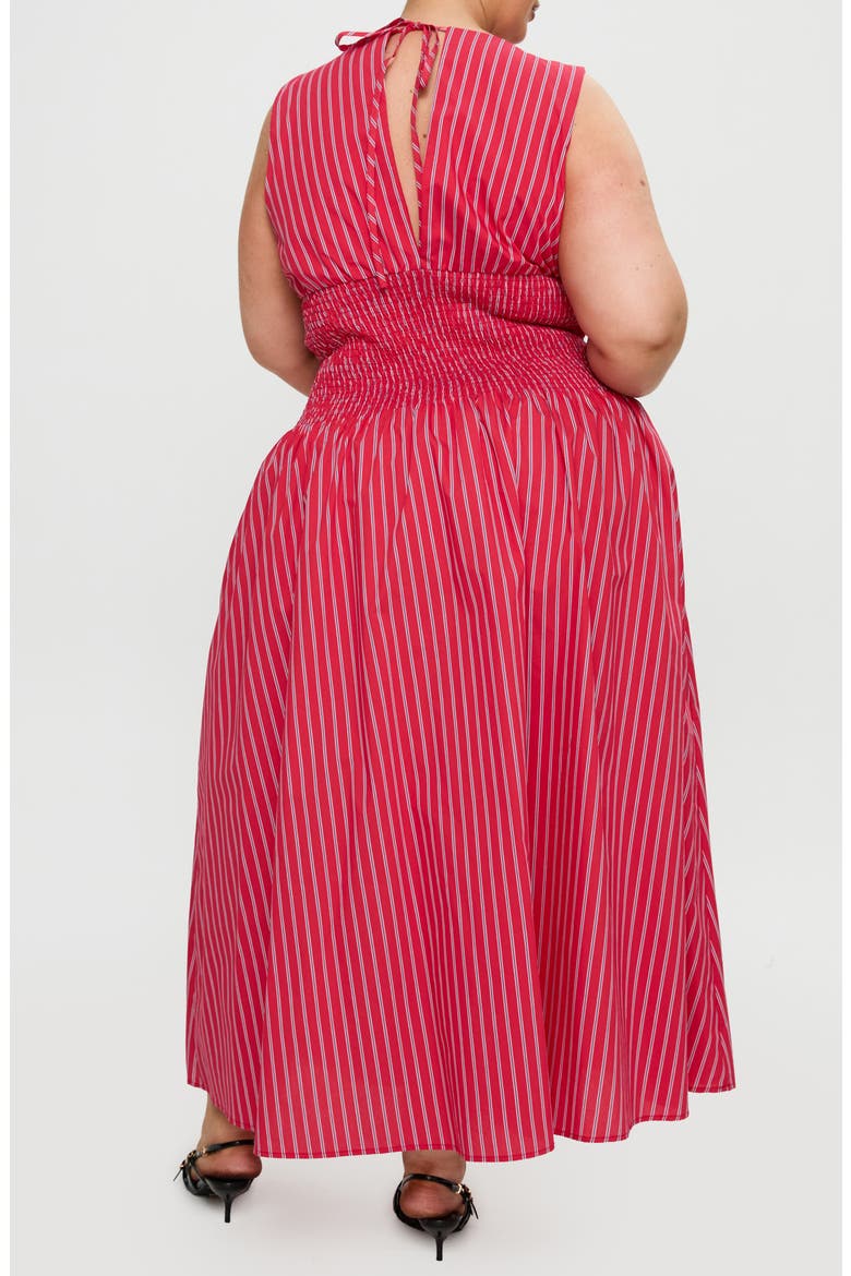 Lilienne Stripe Cotton Blend Poplin Maxi Dress, Alternate, color, RED STRIPE